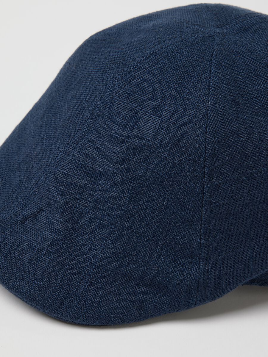 Flat cap in mixed Lyocell, viscose, and blue linen_2