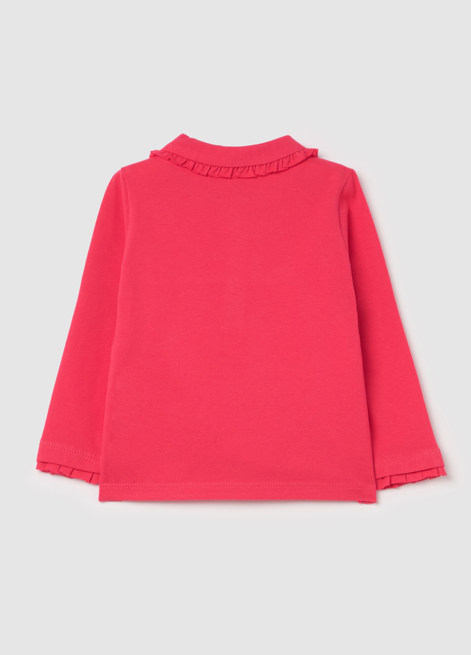 Polo in pique with ruffles