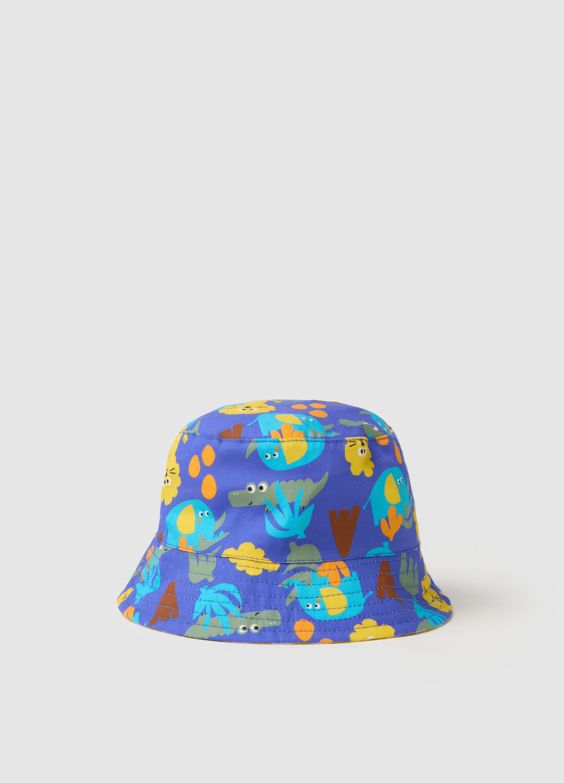 Multicolour bucket hat for children in pure cotton with print