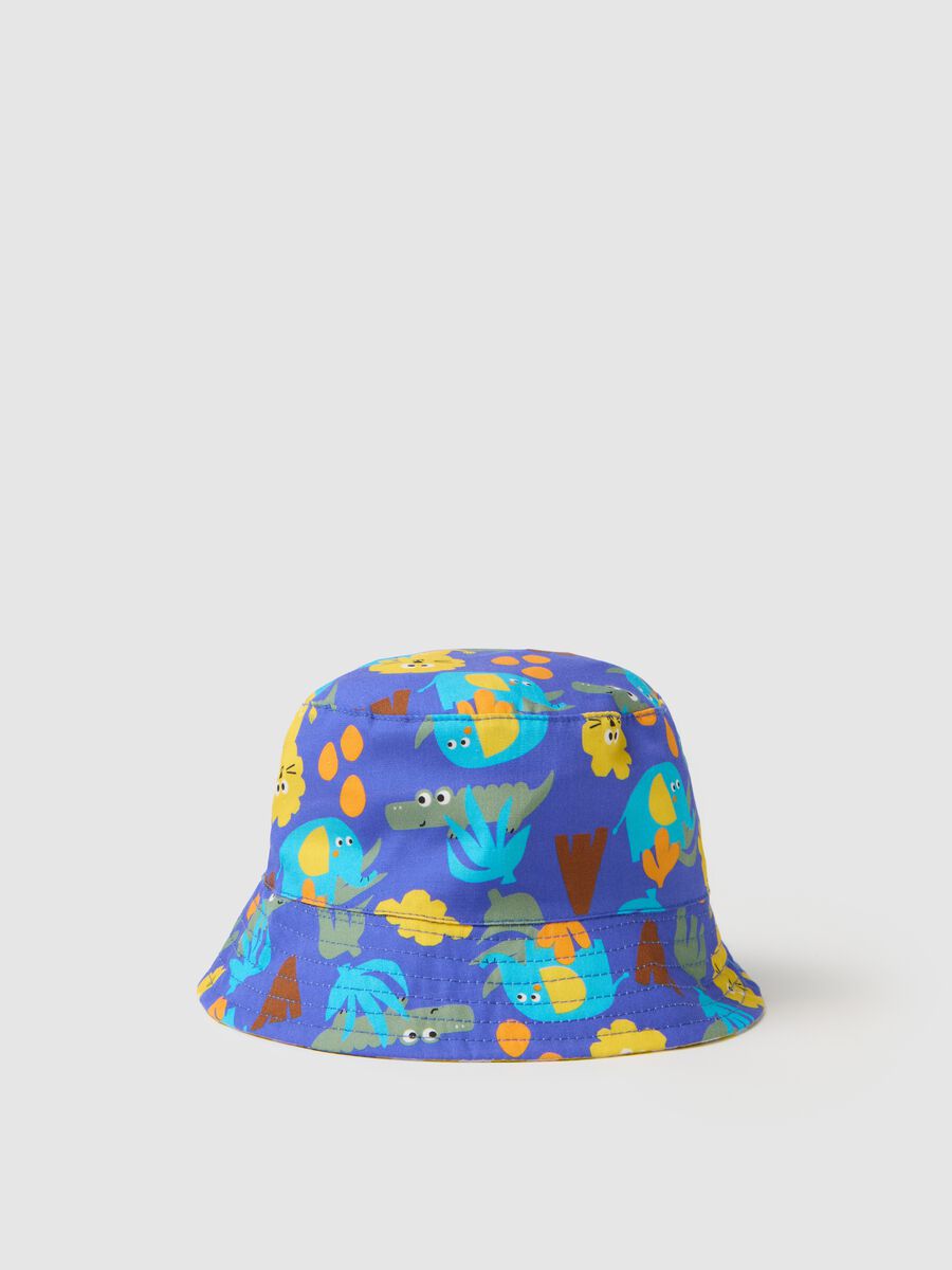 Multicolour bucket hat for children in pure cotton with print_0