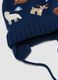 Set blu con cappello e muffole in maglia jacquard_1