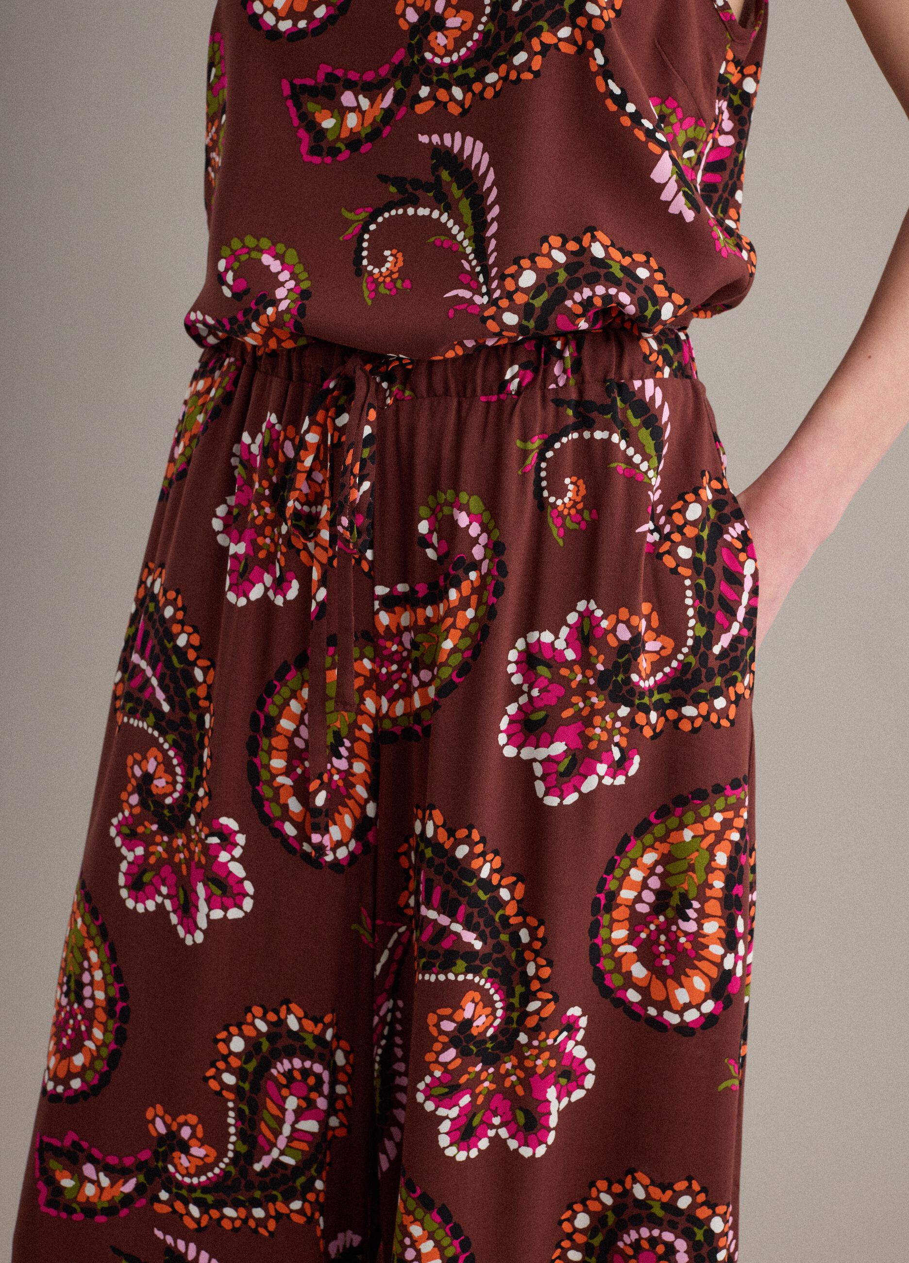 Brown pure viscose palazzo trousers