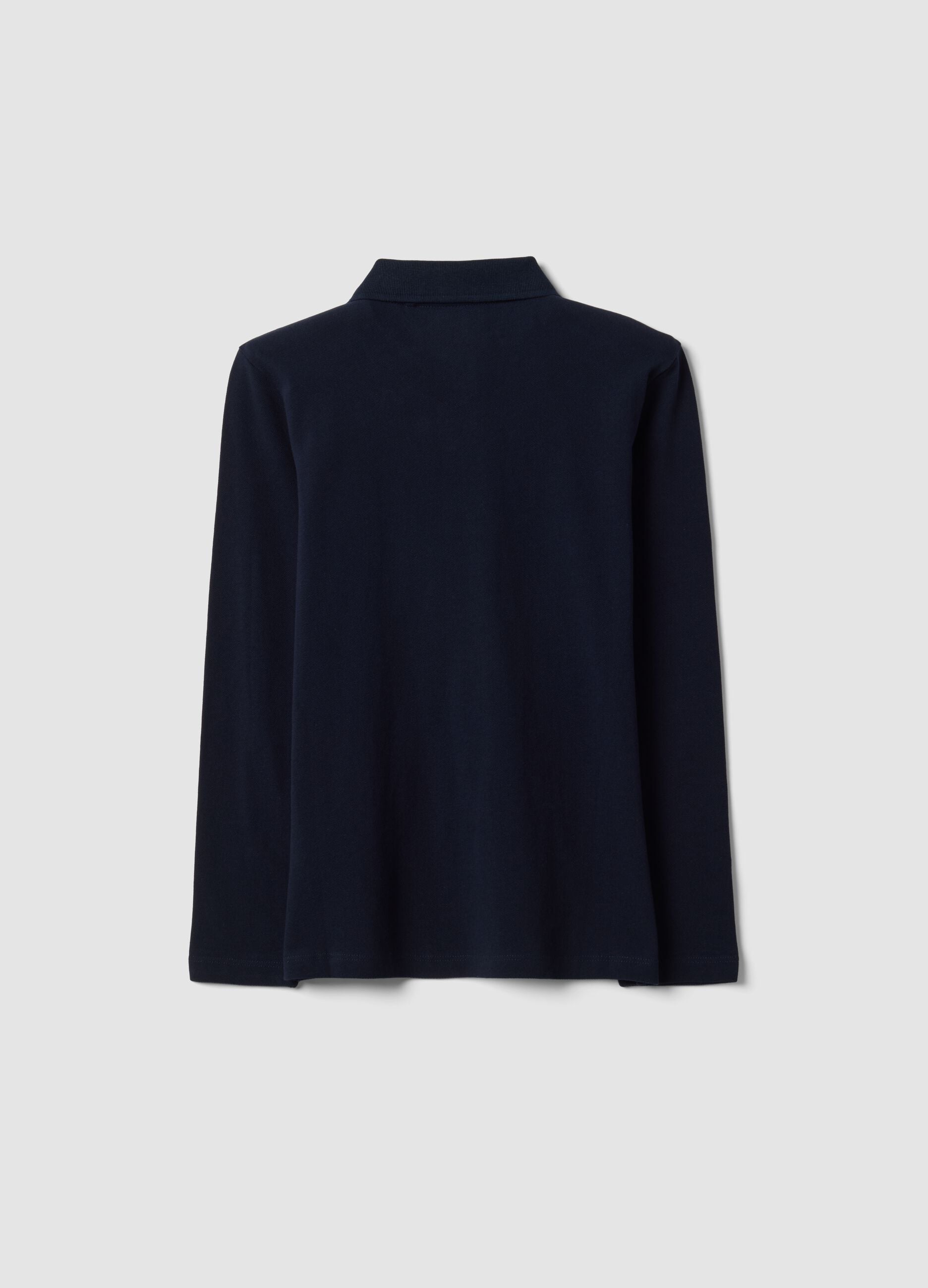 Blue piqu&eacute; polo shirt in pure organic cotton, regular fit, for boys