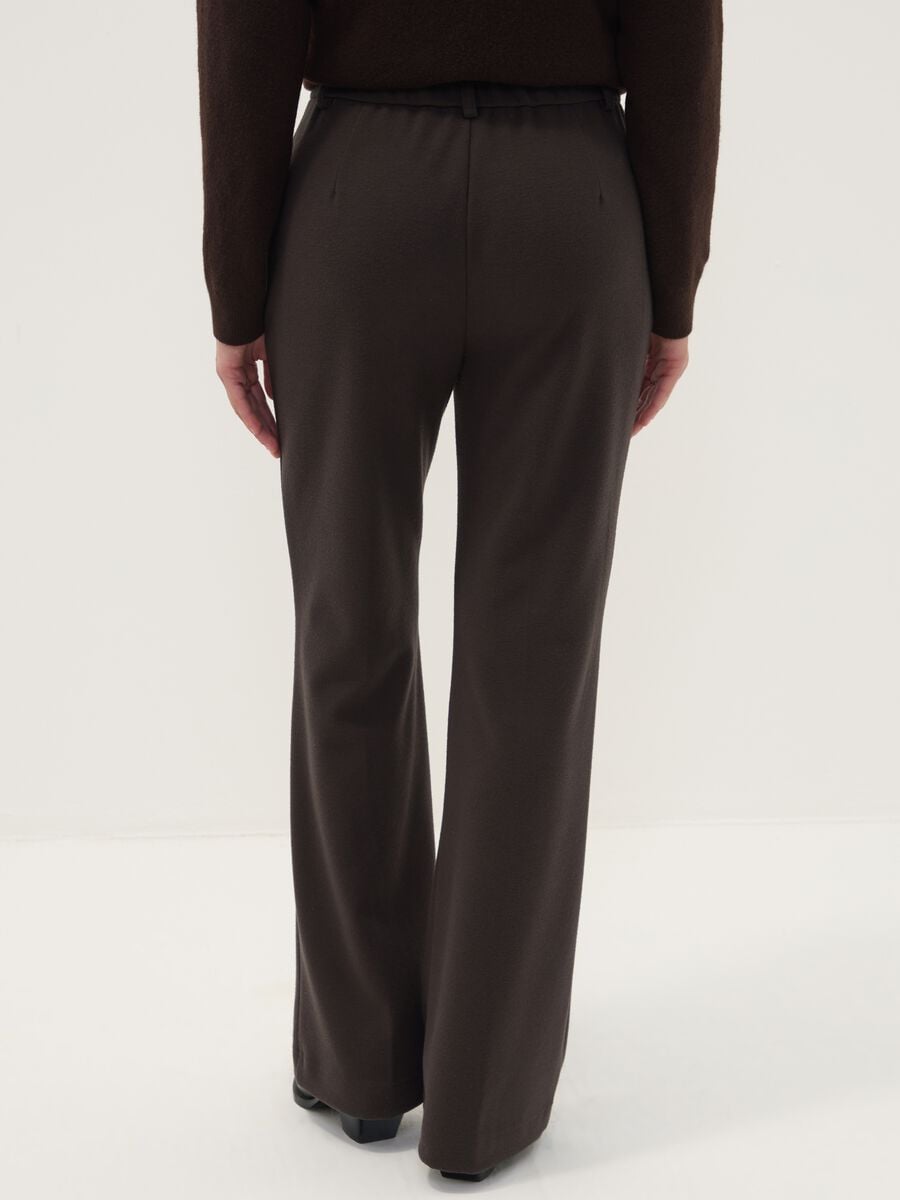 Brown stretch-viscose straight-fit trousers_2
