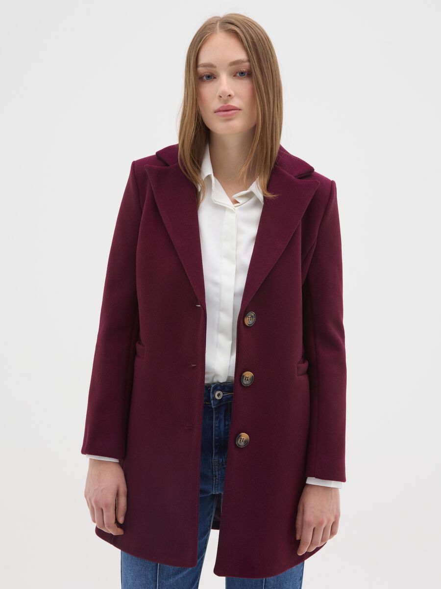 Cappotto viola regular fit con bottoni_0