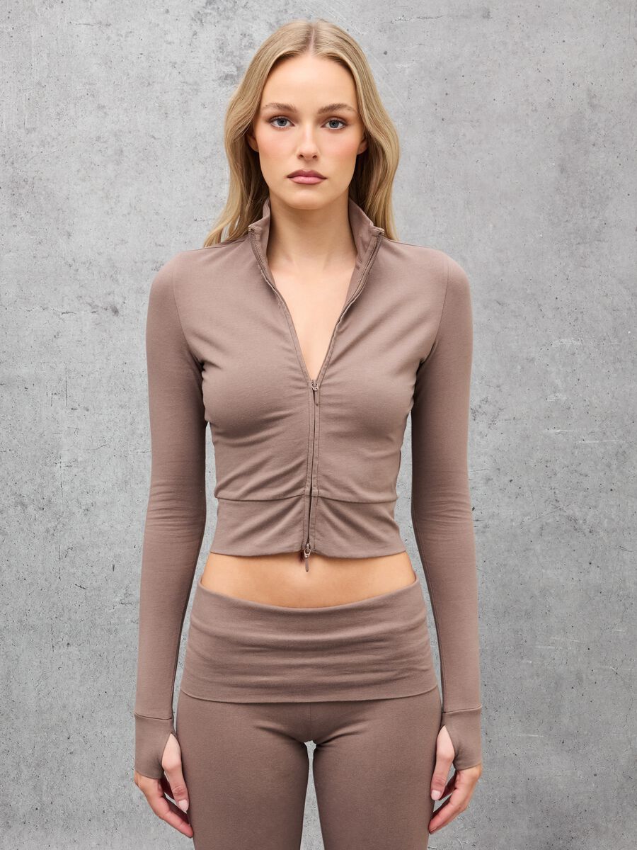 Fitted Full-Zip Mocha _0