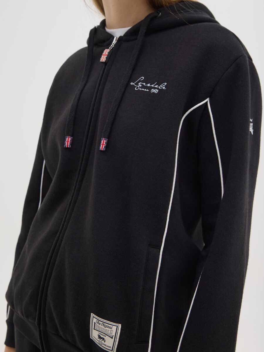 Black Cotton Blend Hoodie with Zip_3