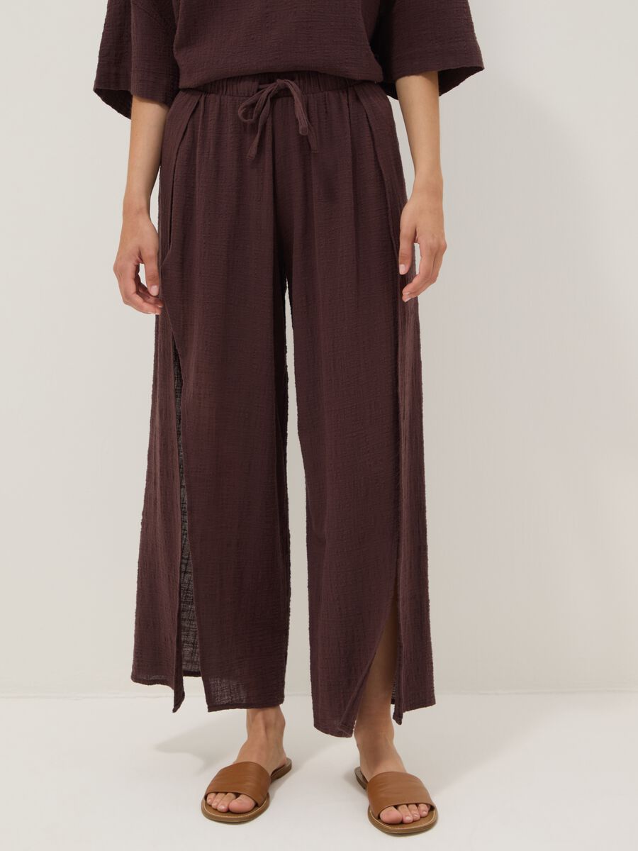 Brown pure cotton beach trousers_1