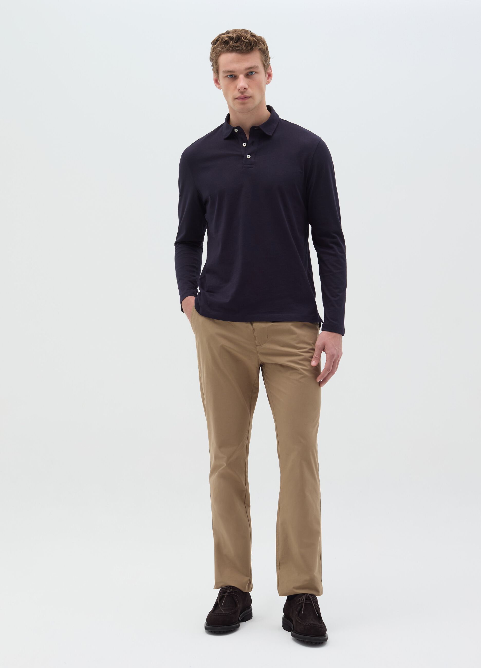 Polo in cotone a maniche lunghe