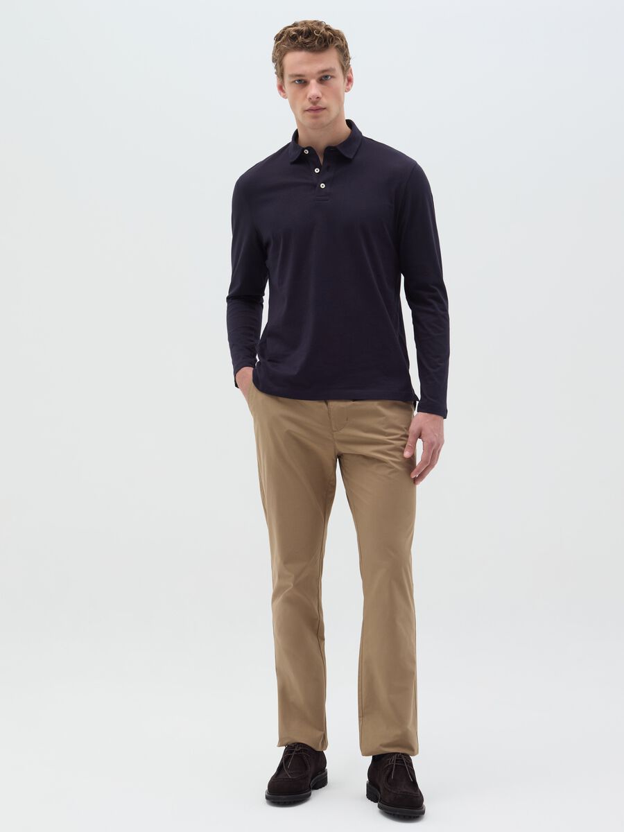 Cotton polo shirt with long sleeves_1