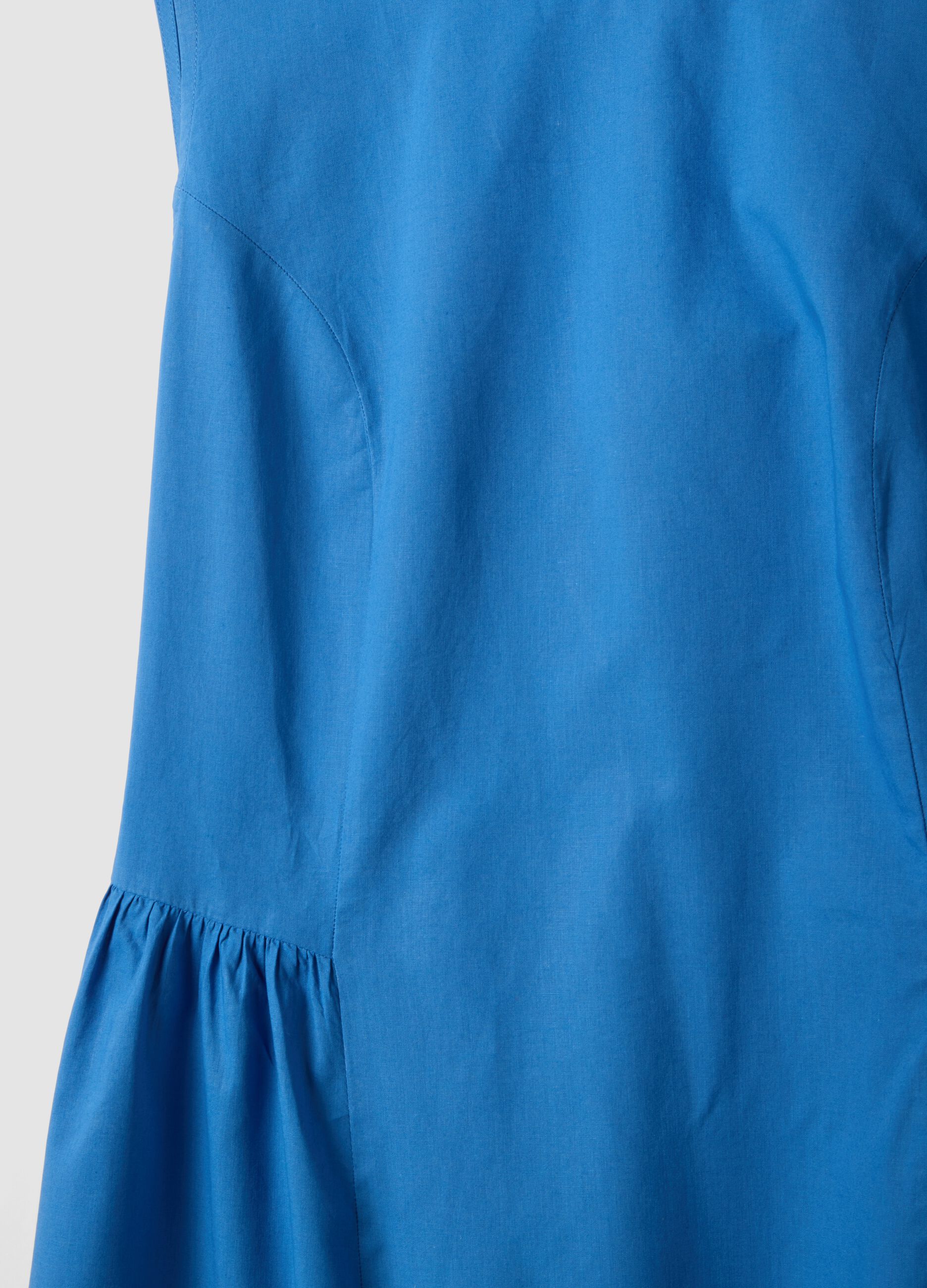 Blue pure cotton dress with boat neckline