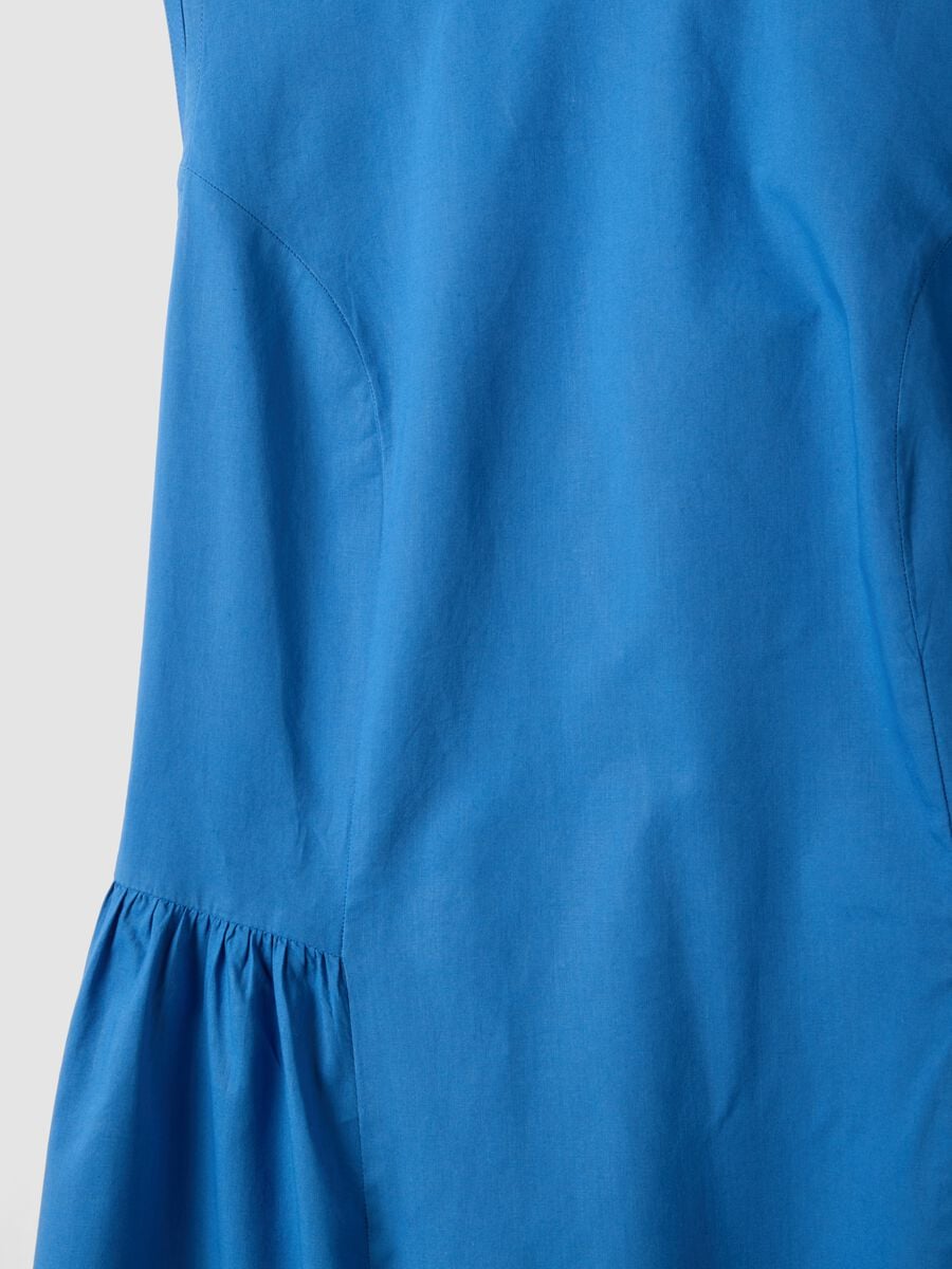 Vestito blu in puro cotone con scollo a barca_1