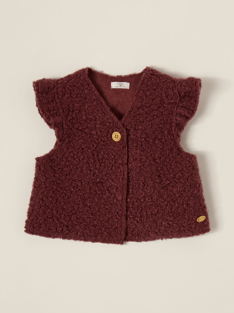 Red Fabric Blend Gilet_0