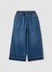 Girls&rsquo; blue wide-leg pure cotton jeans with elasticated waist_0