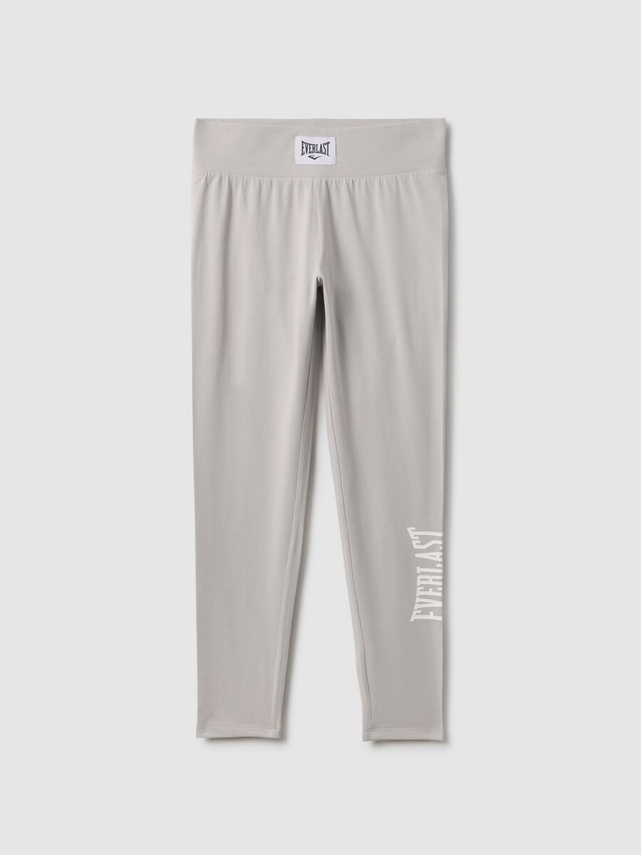 Grey stretch cotton leggings regular fit with Everlast logo_4