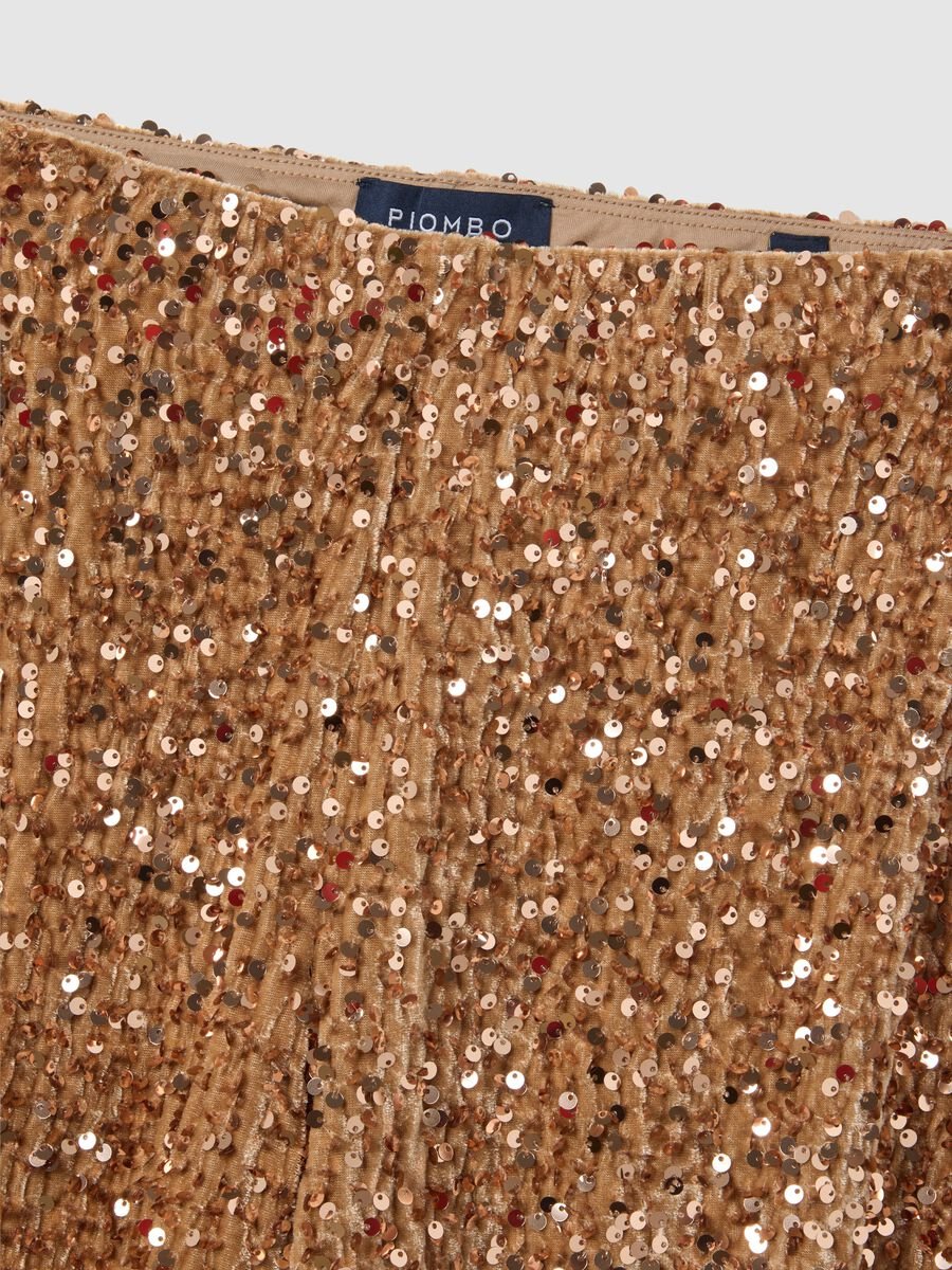 Beige Palazzo Trousers with Sequins_5