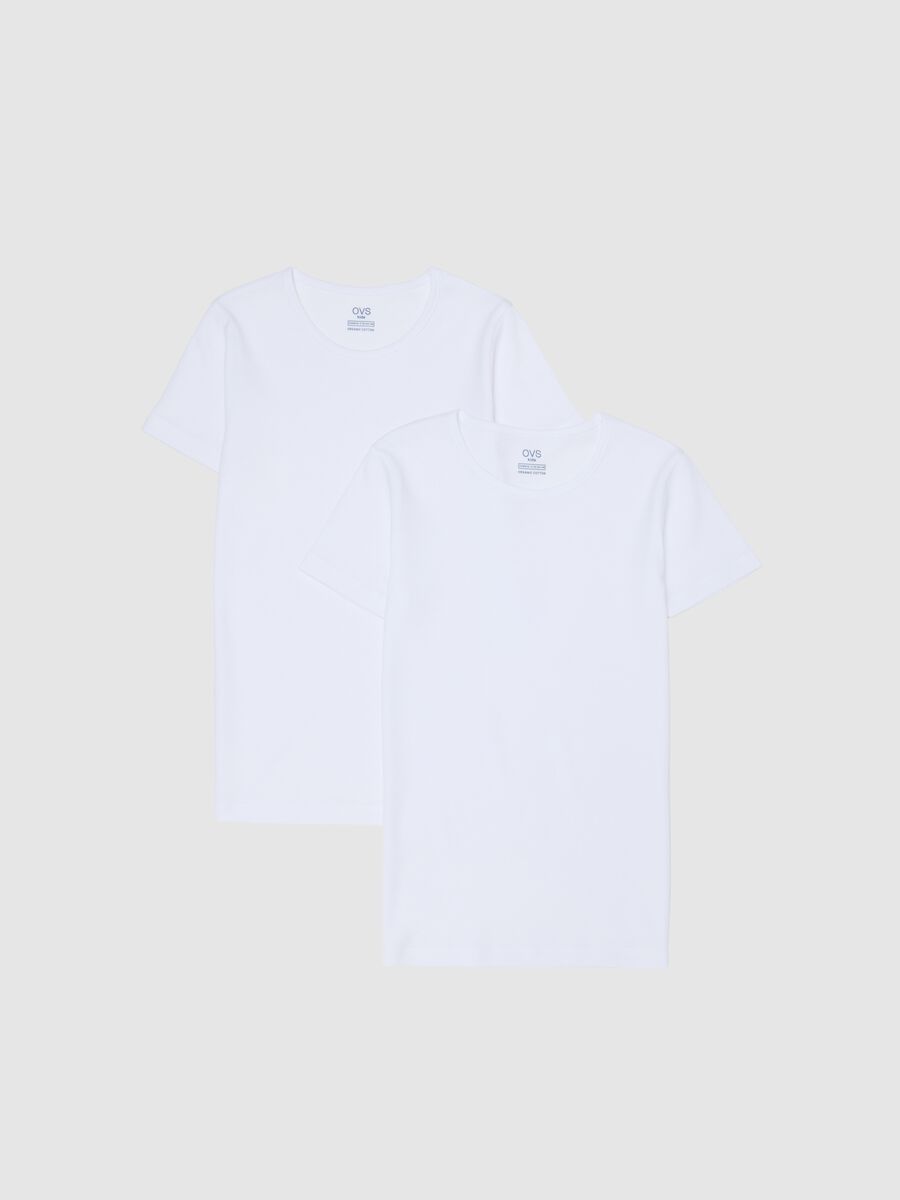 Bipack t-shirt bianche da ragazza in puro cotone regular fit_0