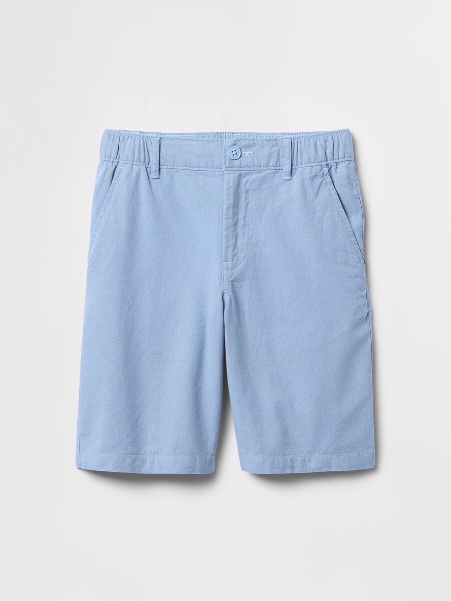 Blue linen and cotton shorts for children_4