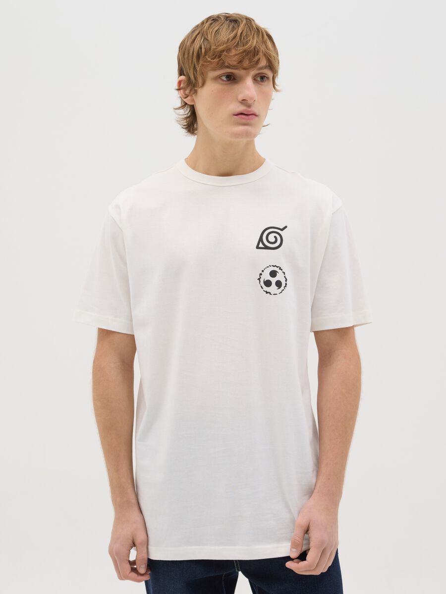 White T-shirt with Naruto and Sasuke print_0