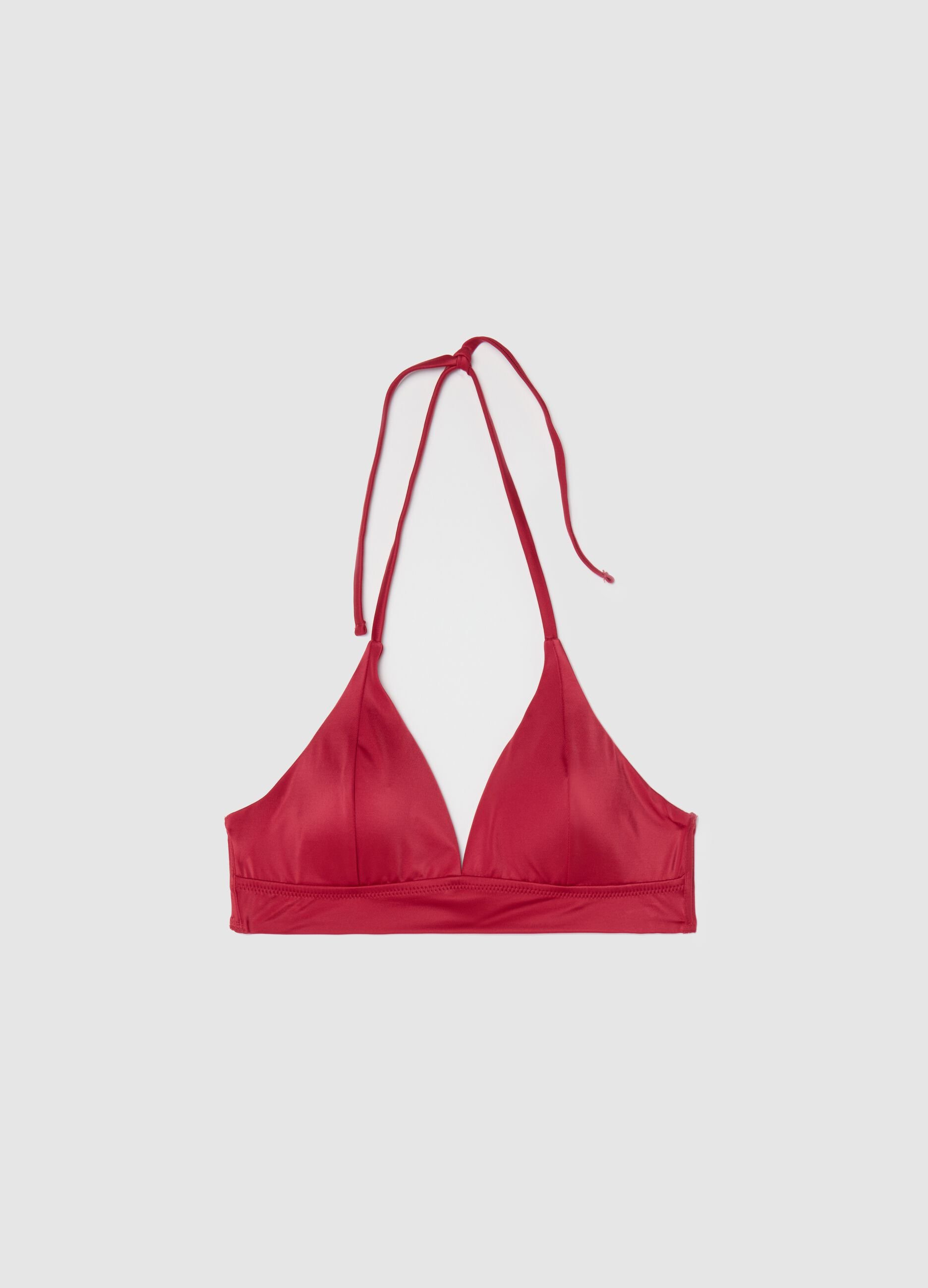 Red triangle bikini top