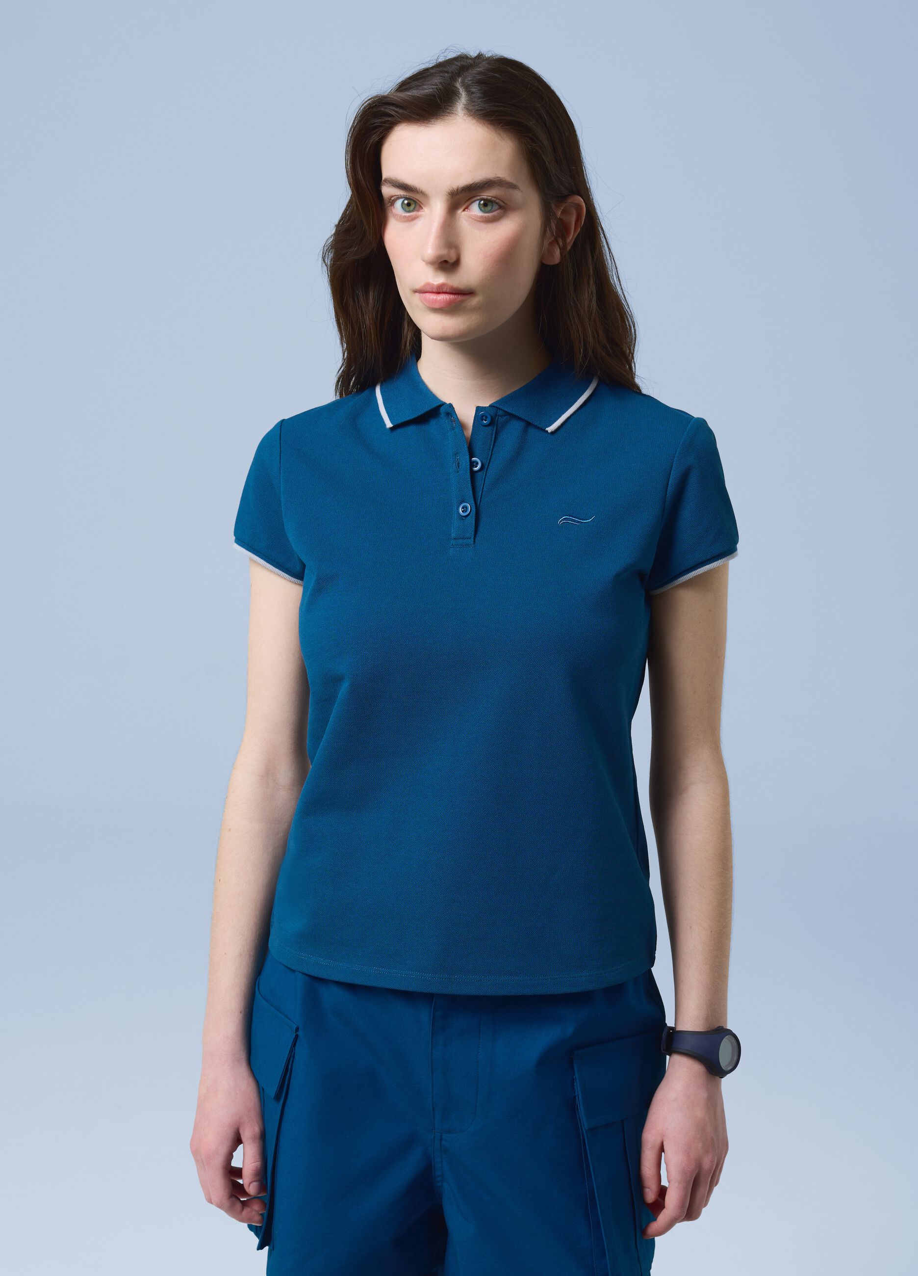 ALTAVIA SAILING blue stretch cotton polo shirt