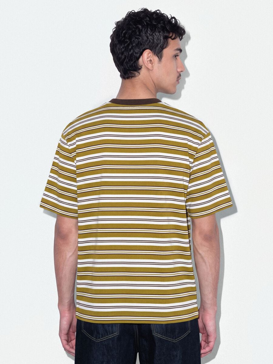 Brown striped pure cotton boxy-fit T-shirt_1