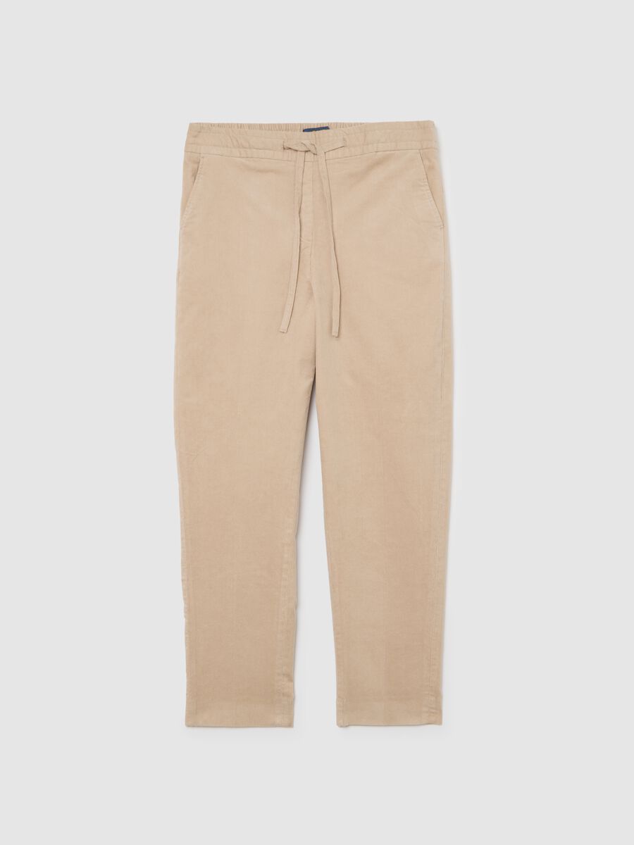 Pantaloni in cotone elasticizzato beige regular fit_4