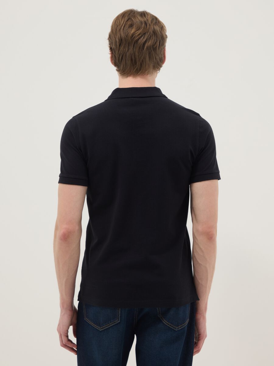 Black short sleeve pure cotton polo_3