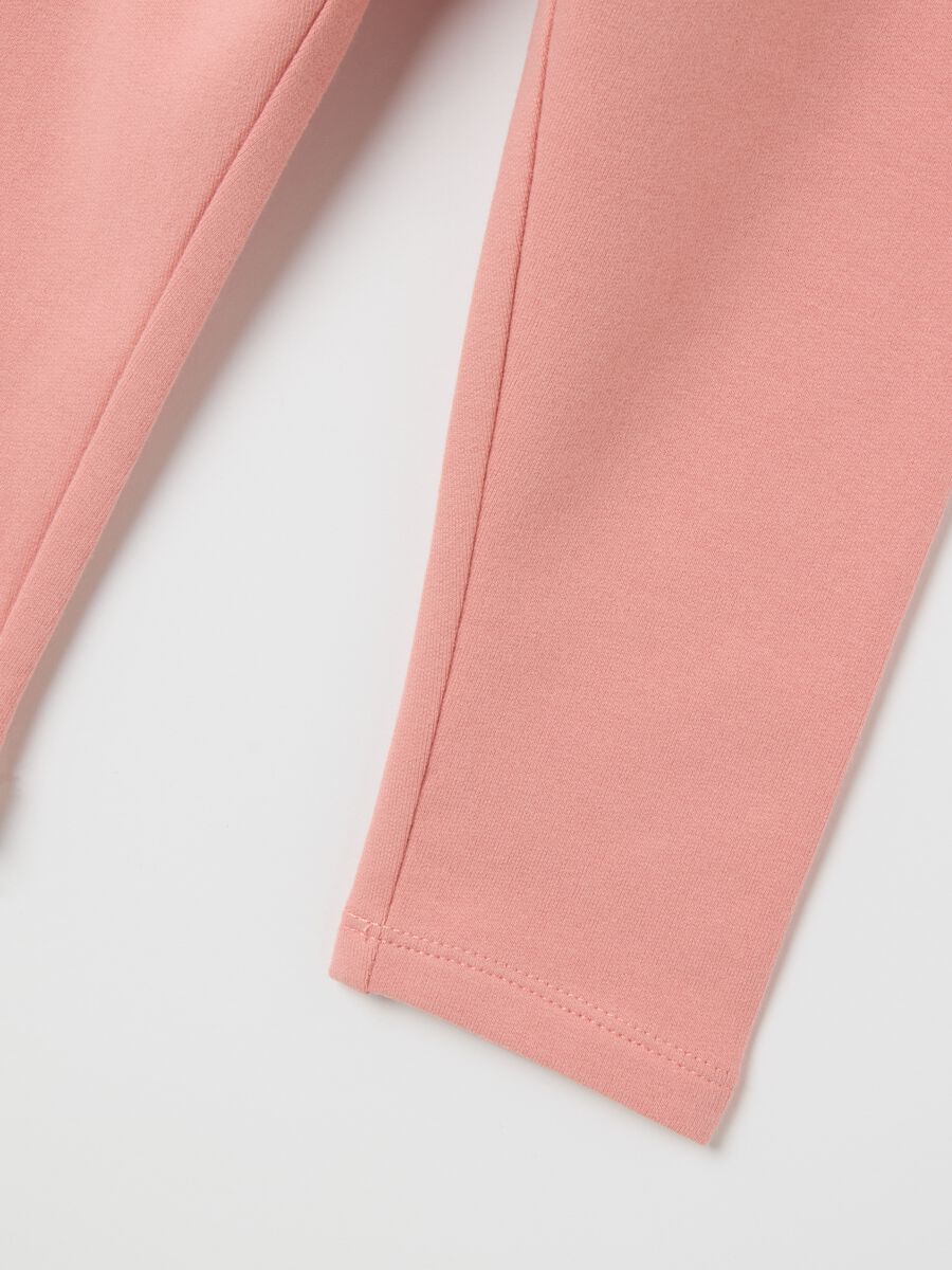 Girls' pink slim fit stretch cotton leggings_3