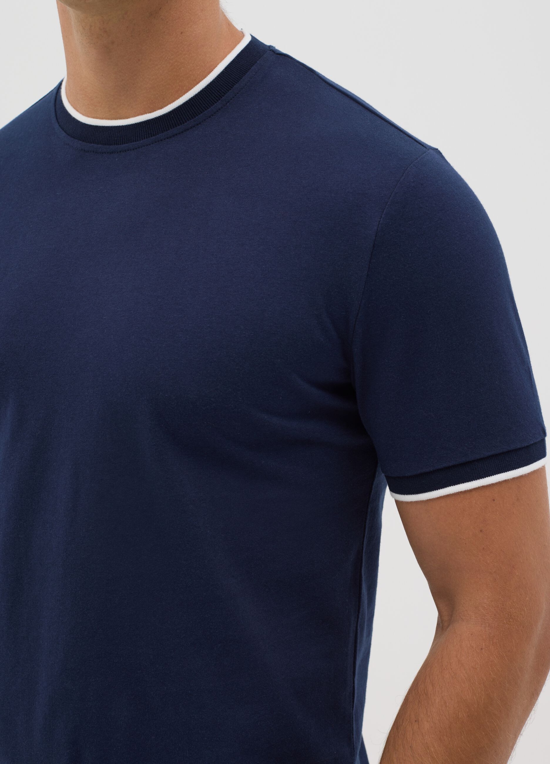 T-shirt blu fitted in cotone