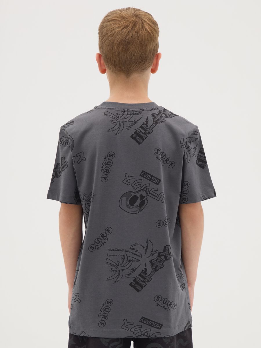 T-shirt da ragazzo in puro cotone multicolor regular fit con stampa_1