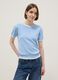 Blue viscose blend regular fit t-shirt with contrasting collar_0