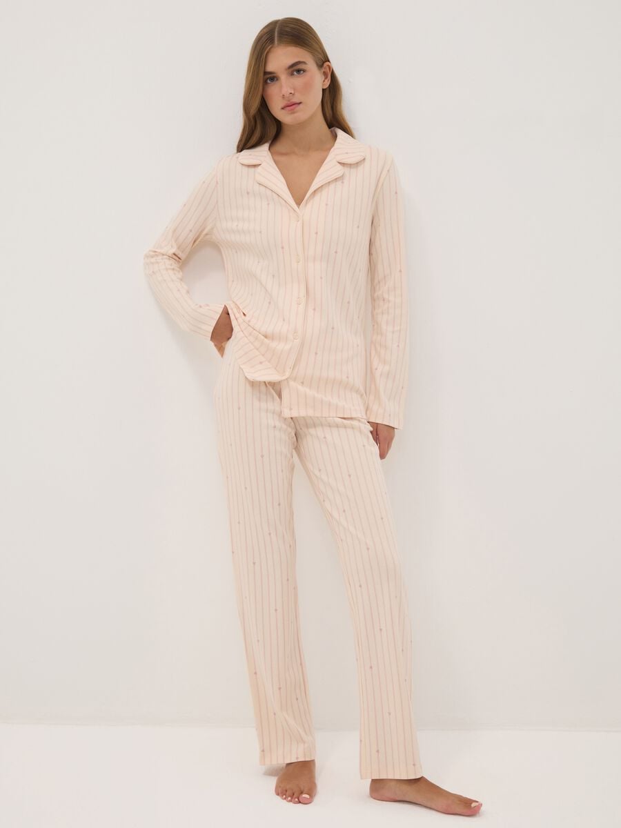 Light pink and pastel pink pure cotton crew-neck pyjamas_0
