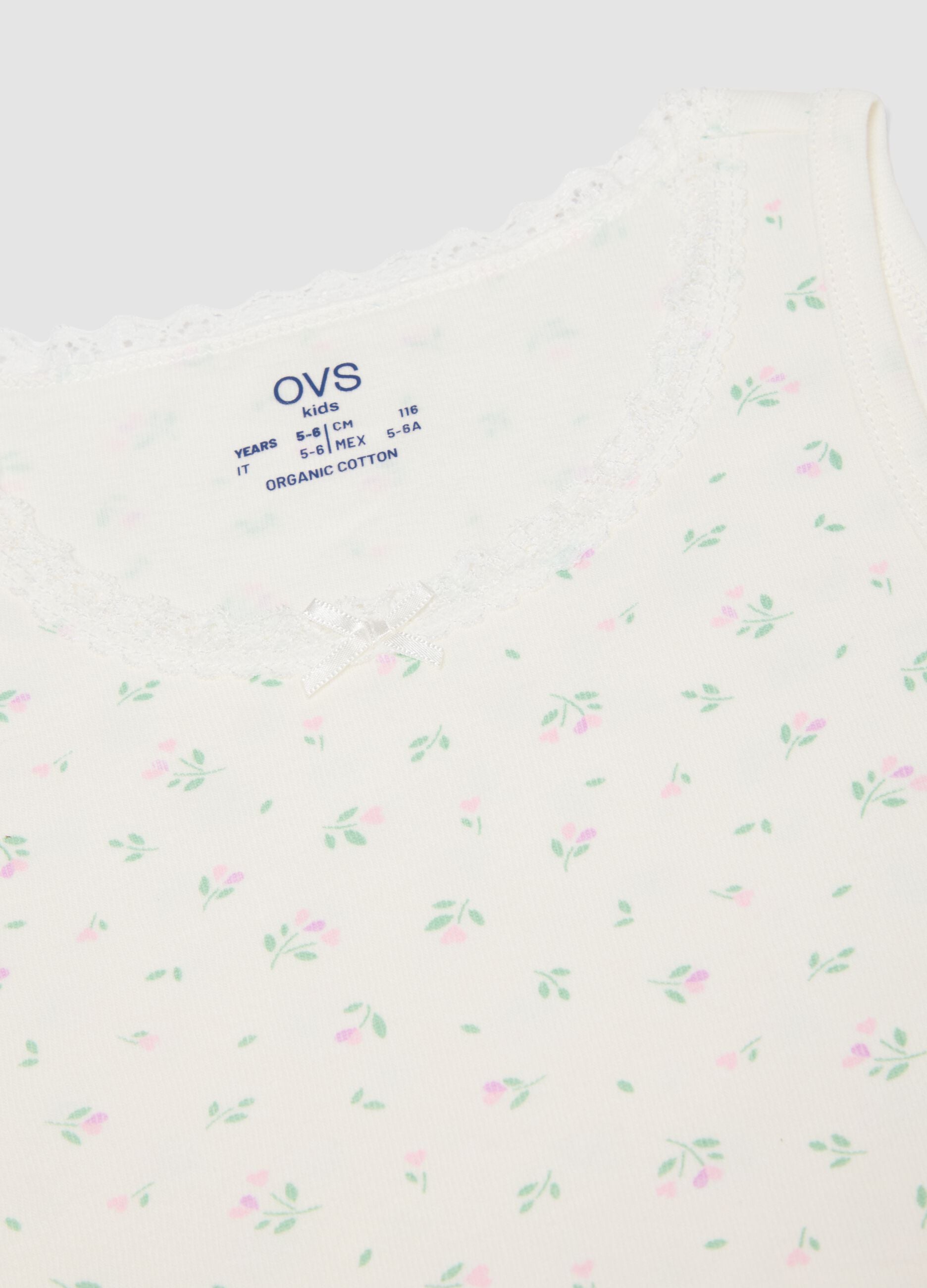 2-pack white organic cotton vests with print for girls