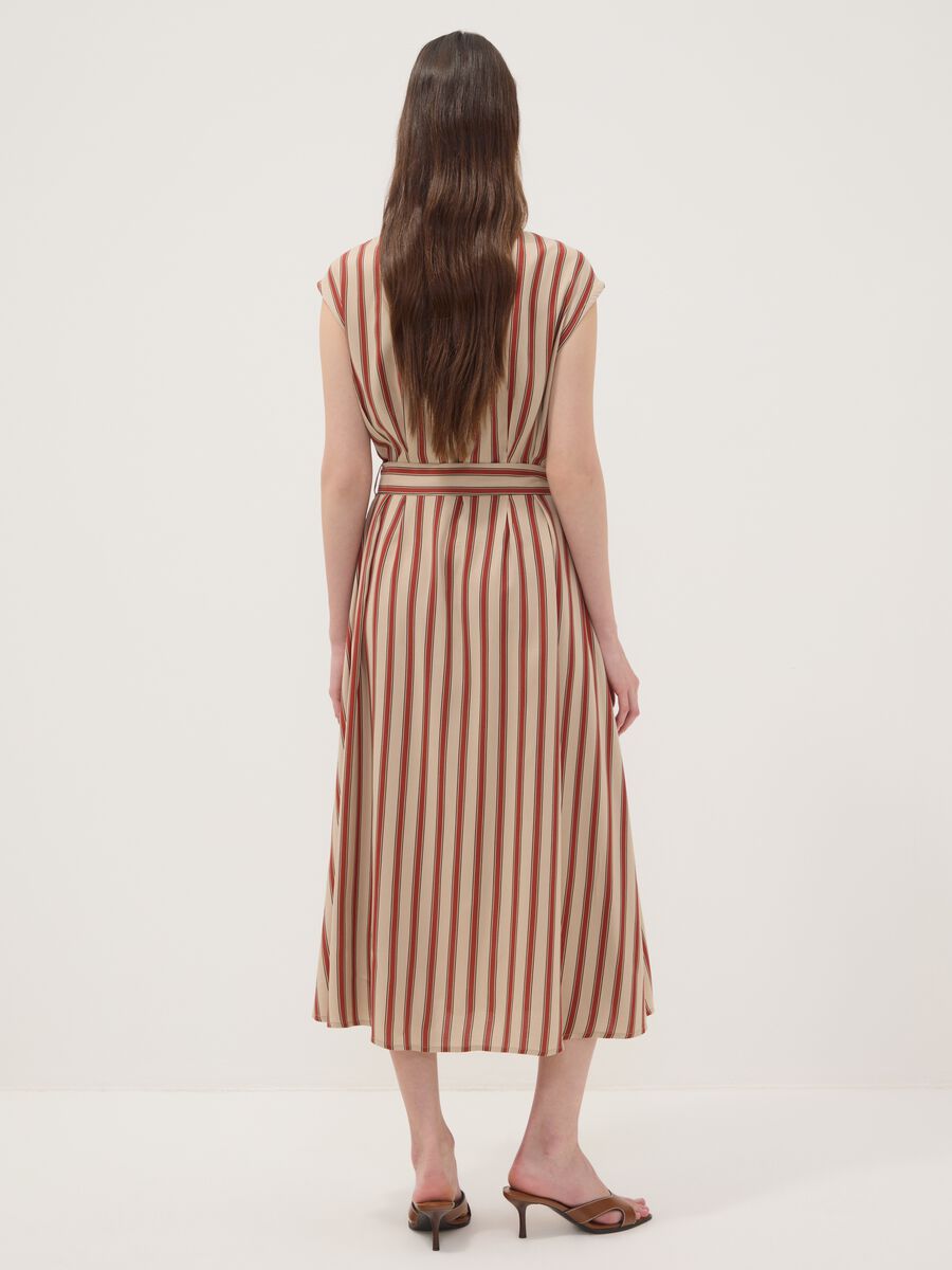 Multicolour pure viscose striped midi dress, regular fit_3