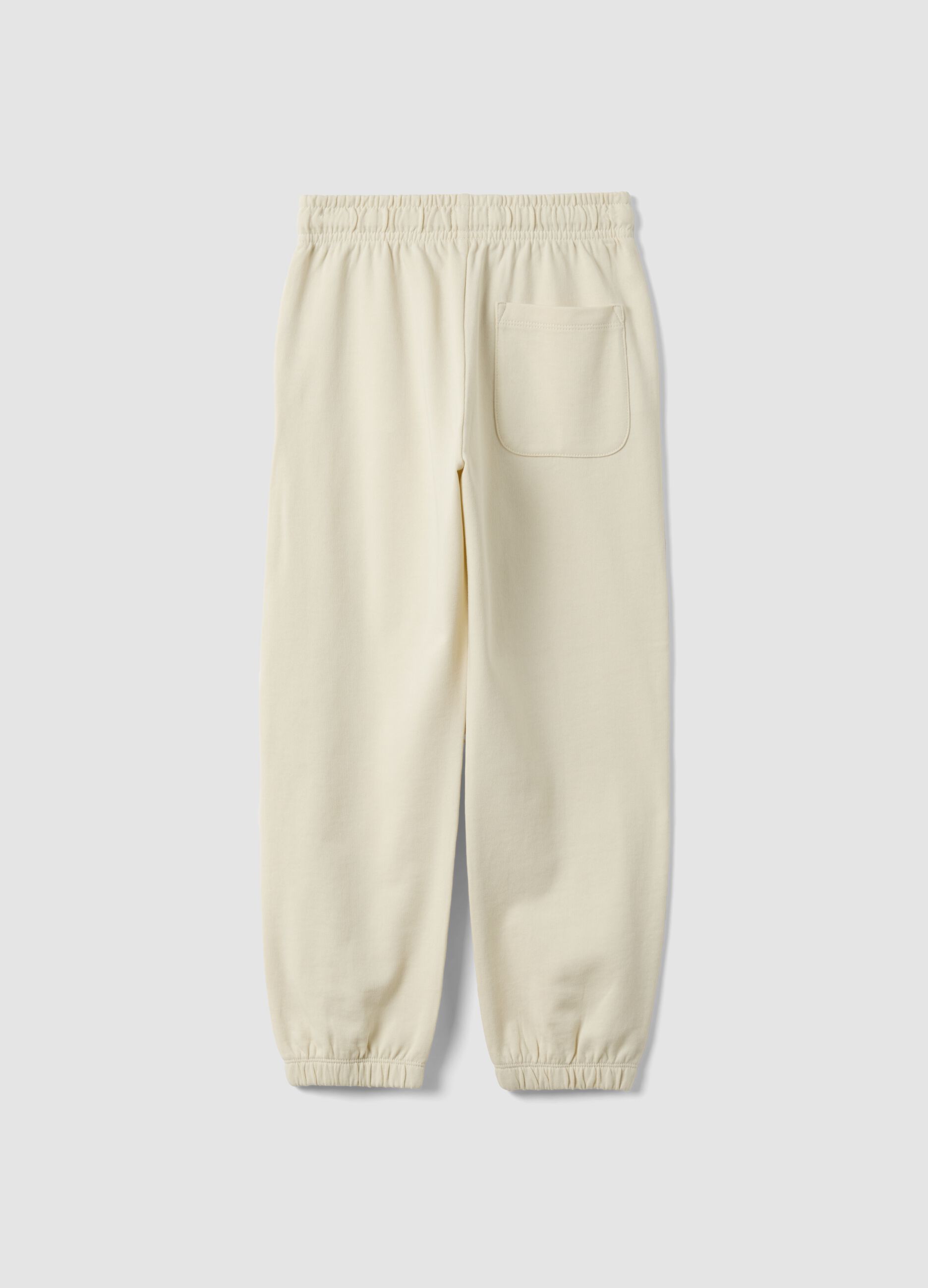 White pure cotton joggers with check print, comfort fit