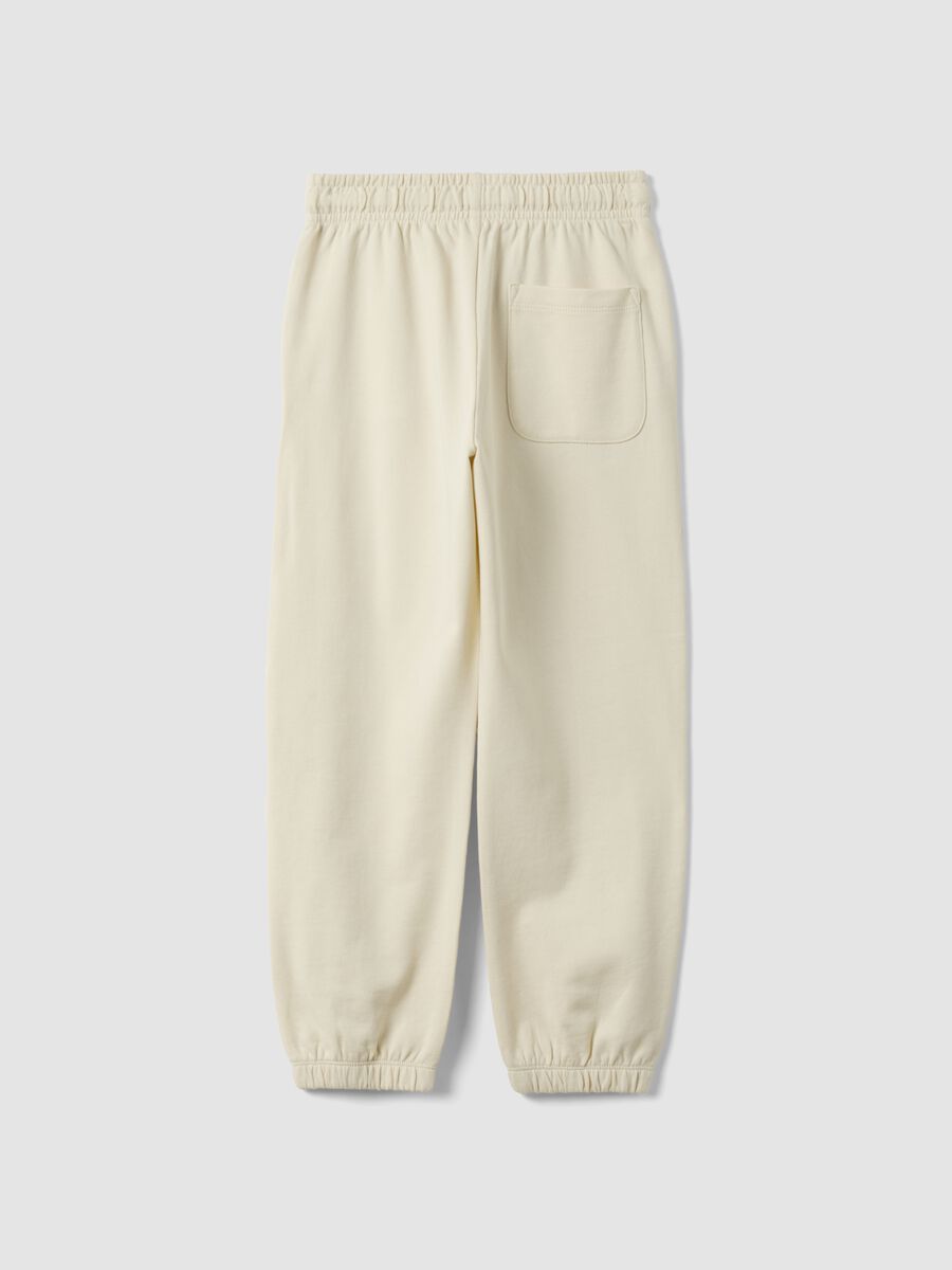 Pantaloni jogger bianchi in puro cotone con stampa comfort fit_2
