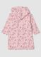 Pink floral organic cotton hooded bathrobe for baby girl_1