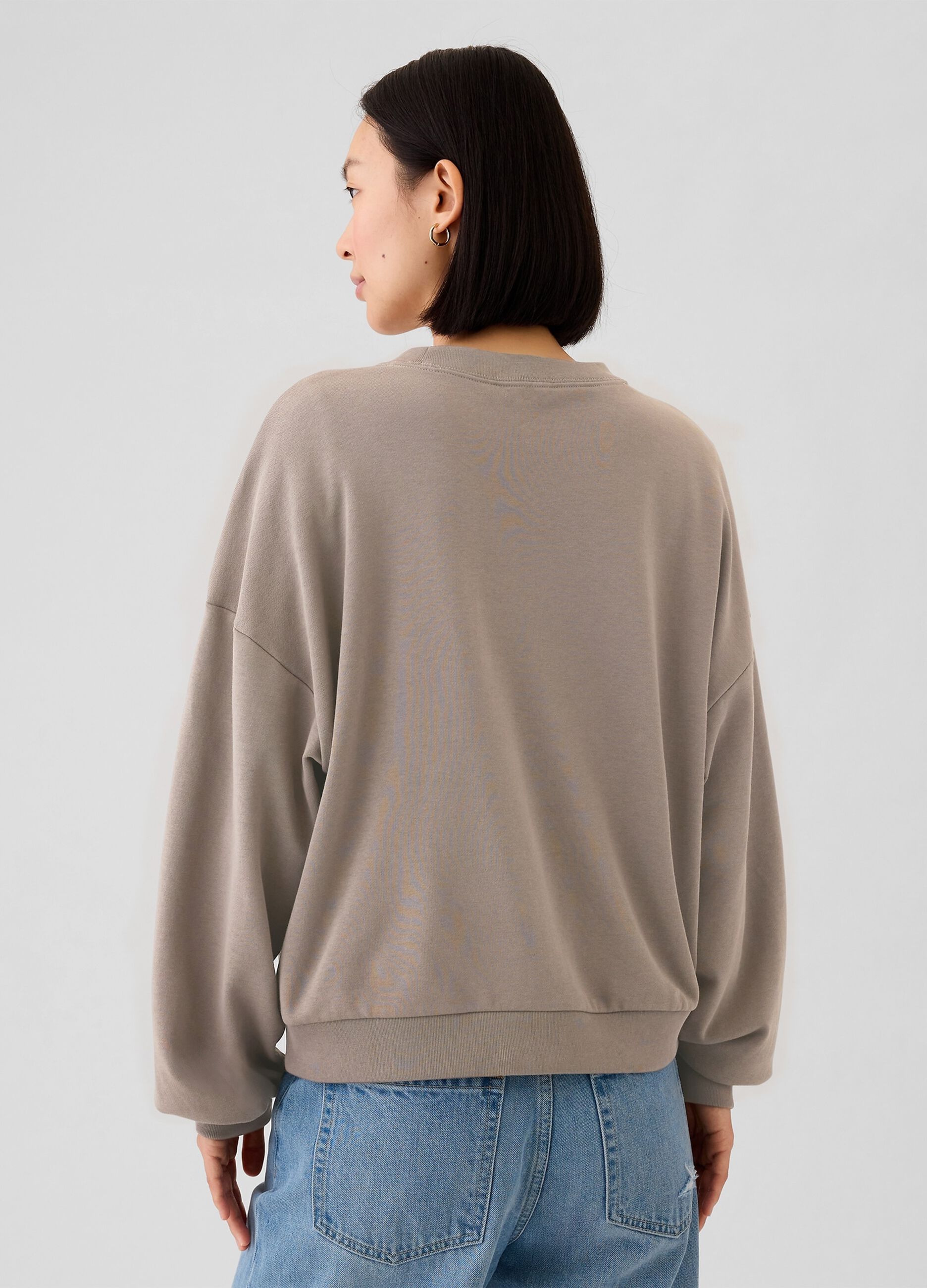 Oversized sweatshirt with round neck and crossover detail