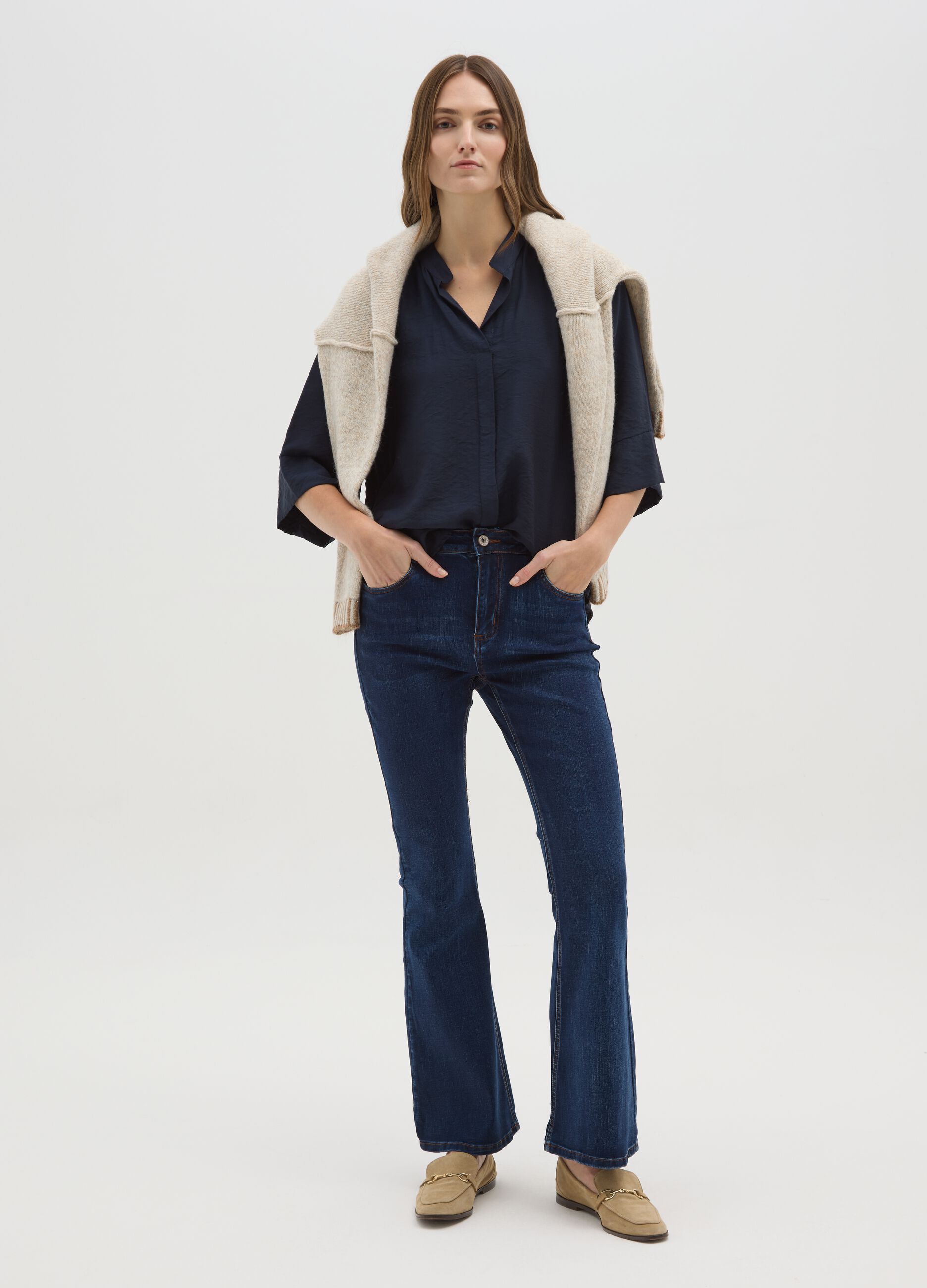 Dark wash bootcut denim jeans