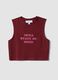 Red stretch cotton regular-fit tank top with slogan_4