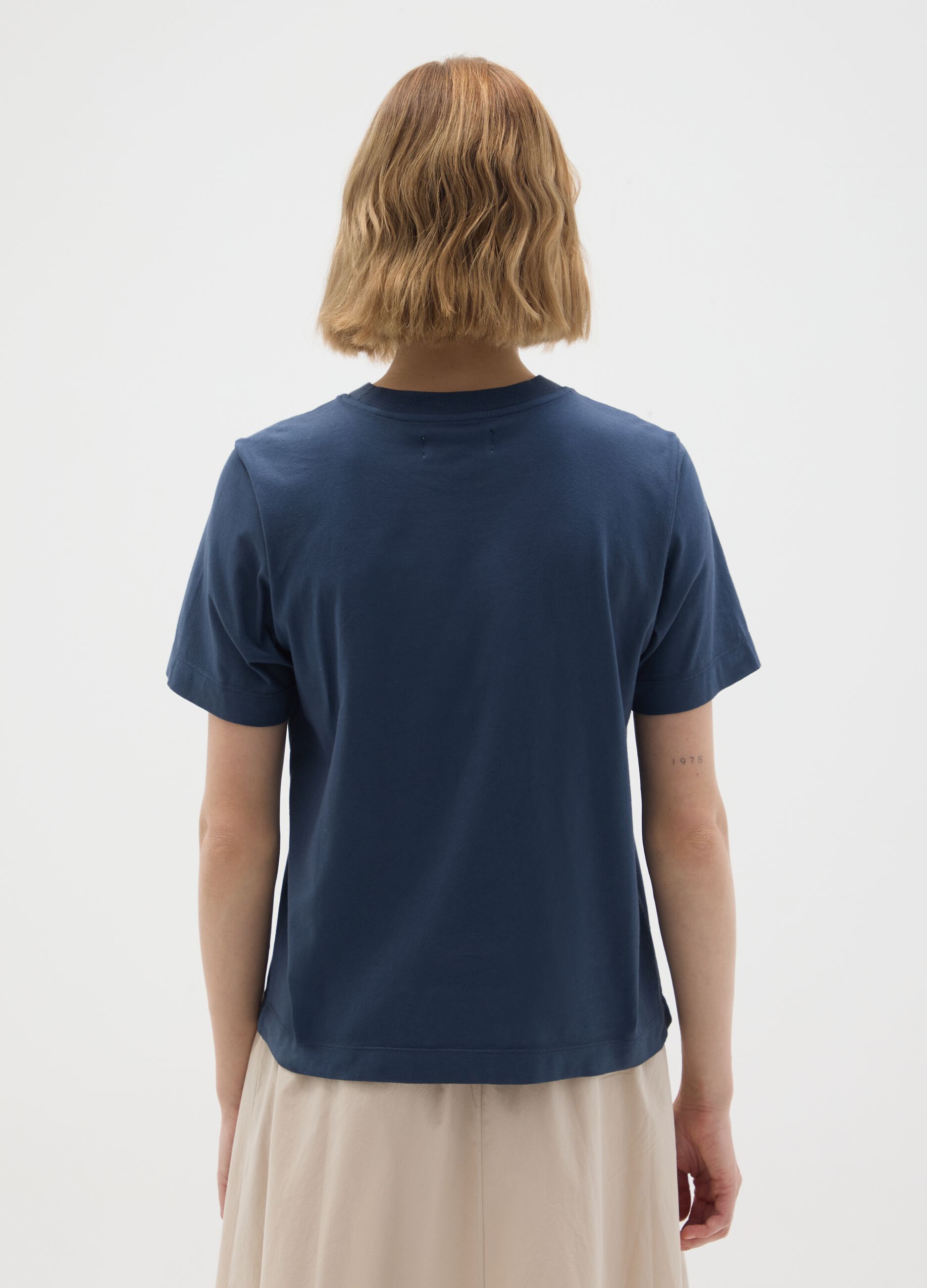 Blue T-shirt in pure Italian cotton regular fit