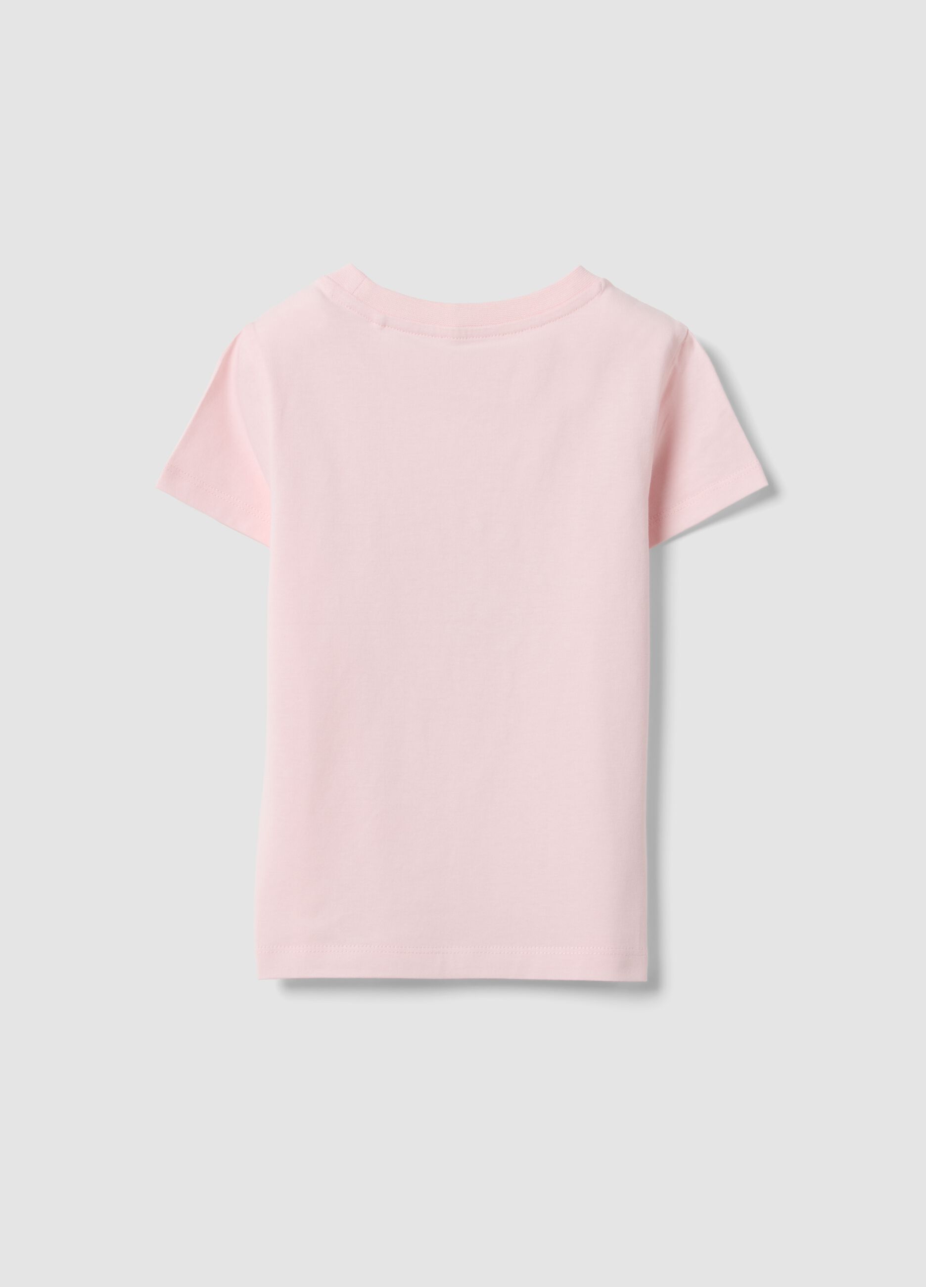 Girls' pink regular fit pure cotton t-shirt with print