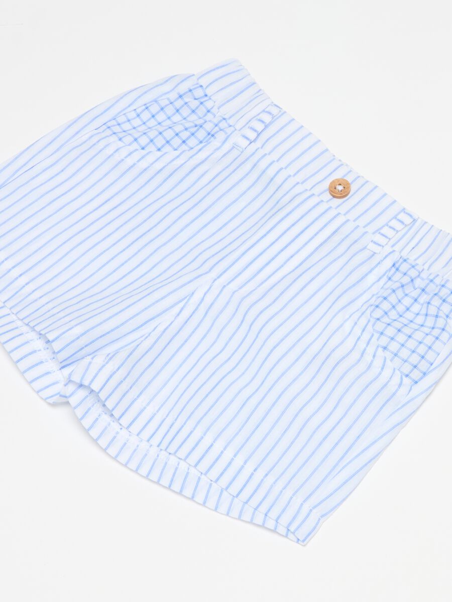 Polo shirt with embroidery and striped Bermuda shorts set_2
