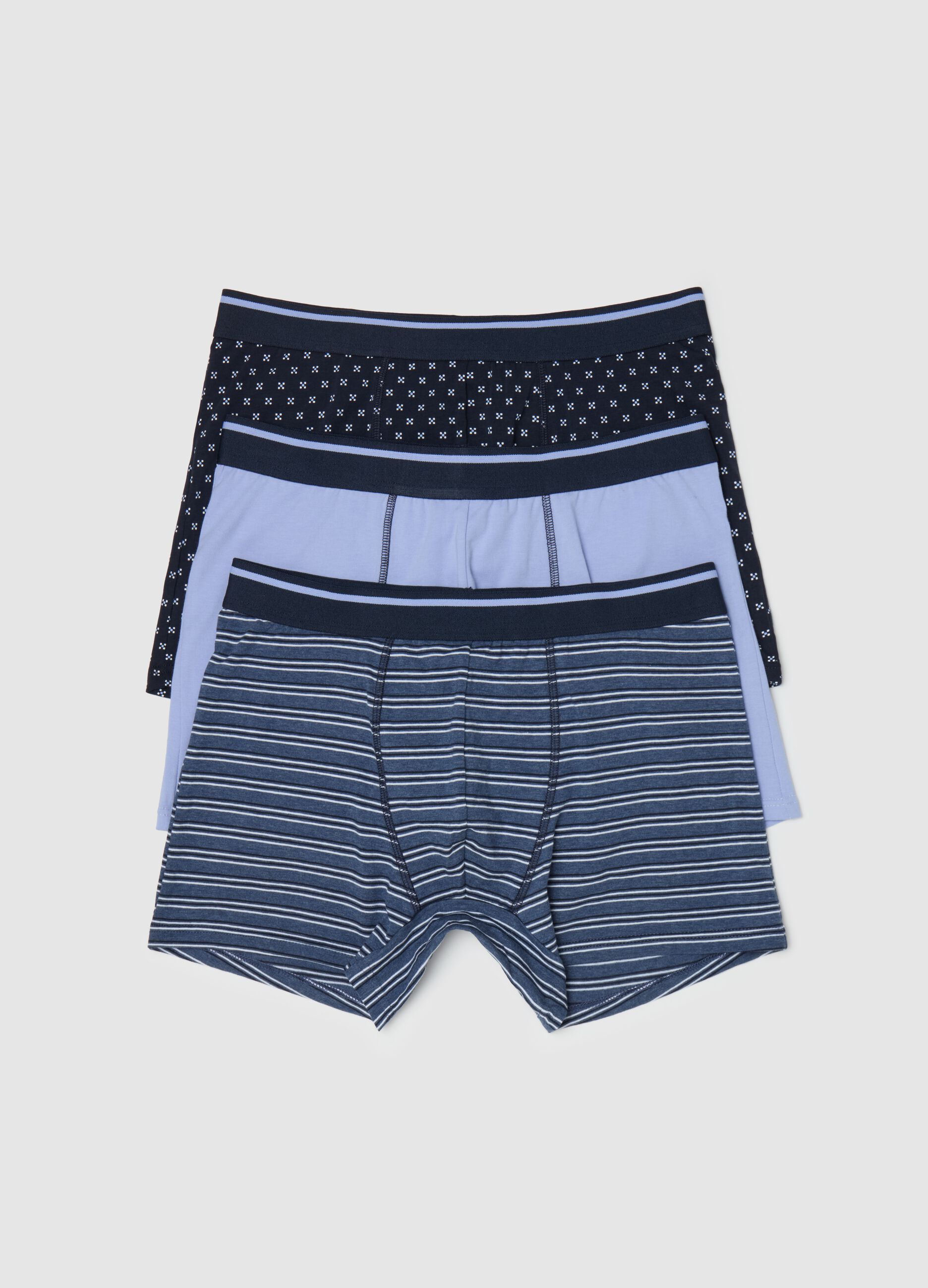Tripack boxer midi con profilo rigato