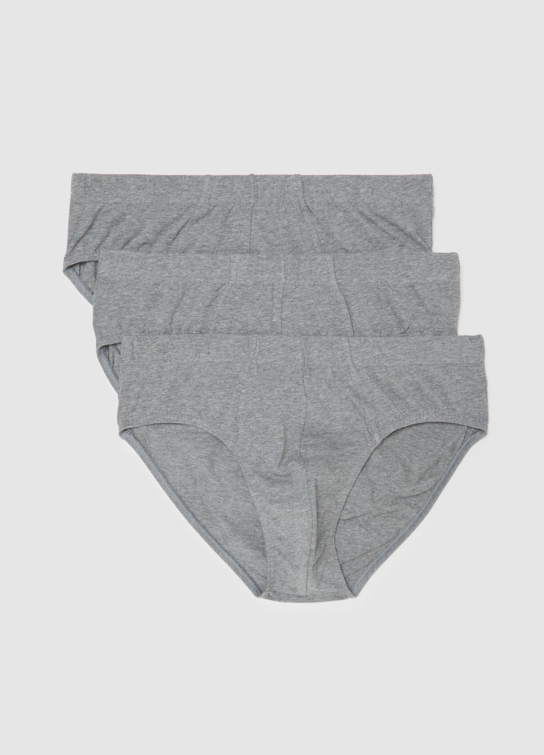 Set of grey cotton regular fit briefs tripack