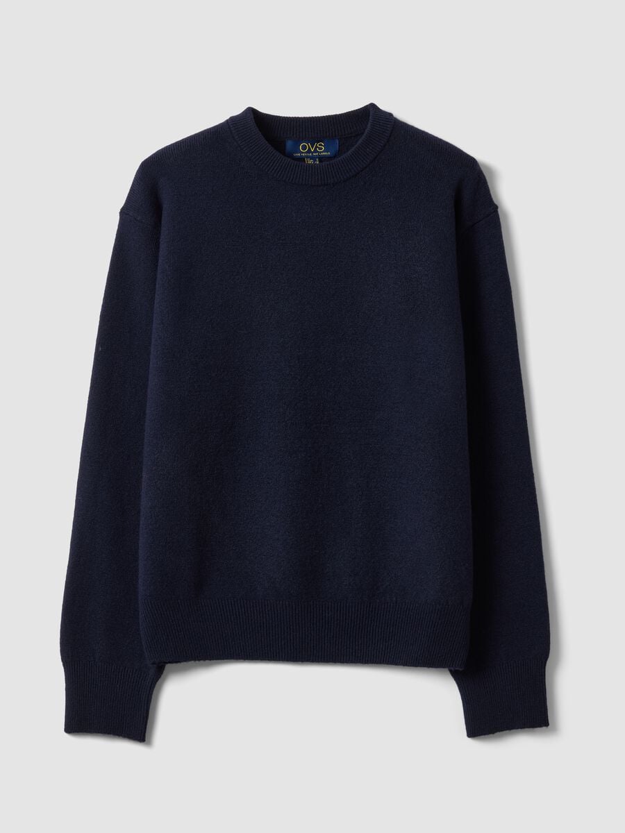 Blue crew-neck jumper in stretch wool_4