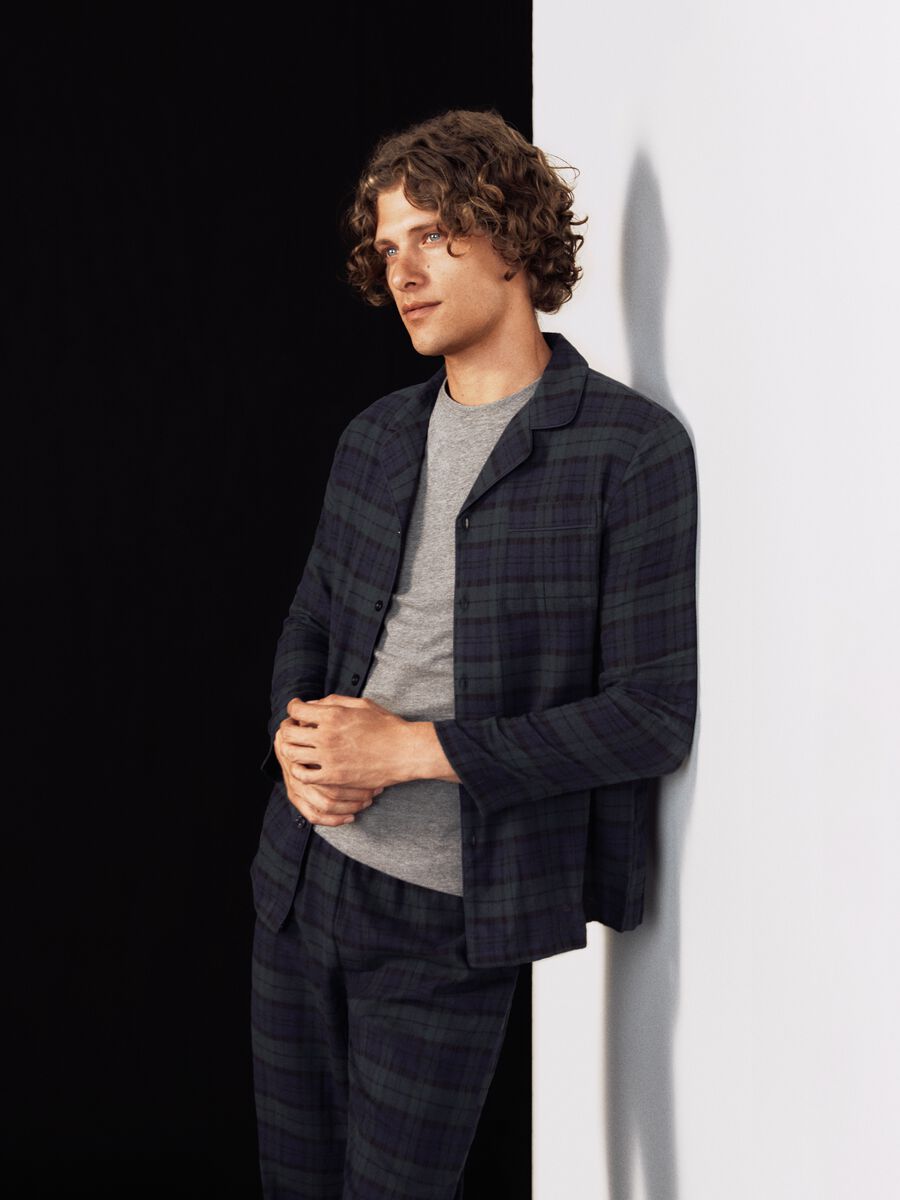 Pigiama in puro cotone multicolor regular fit a quadri_0
