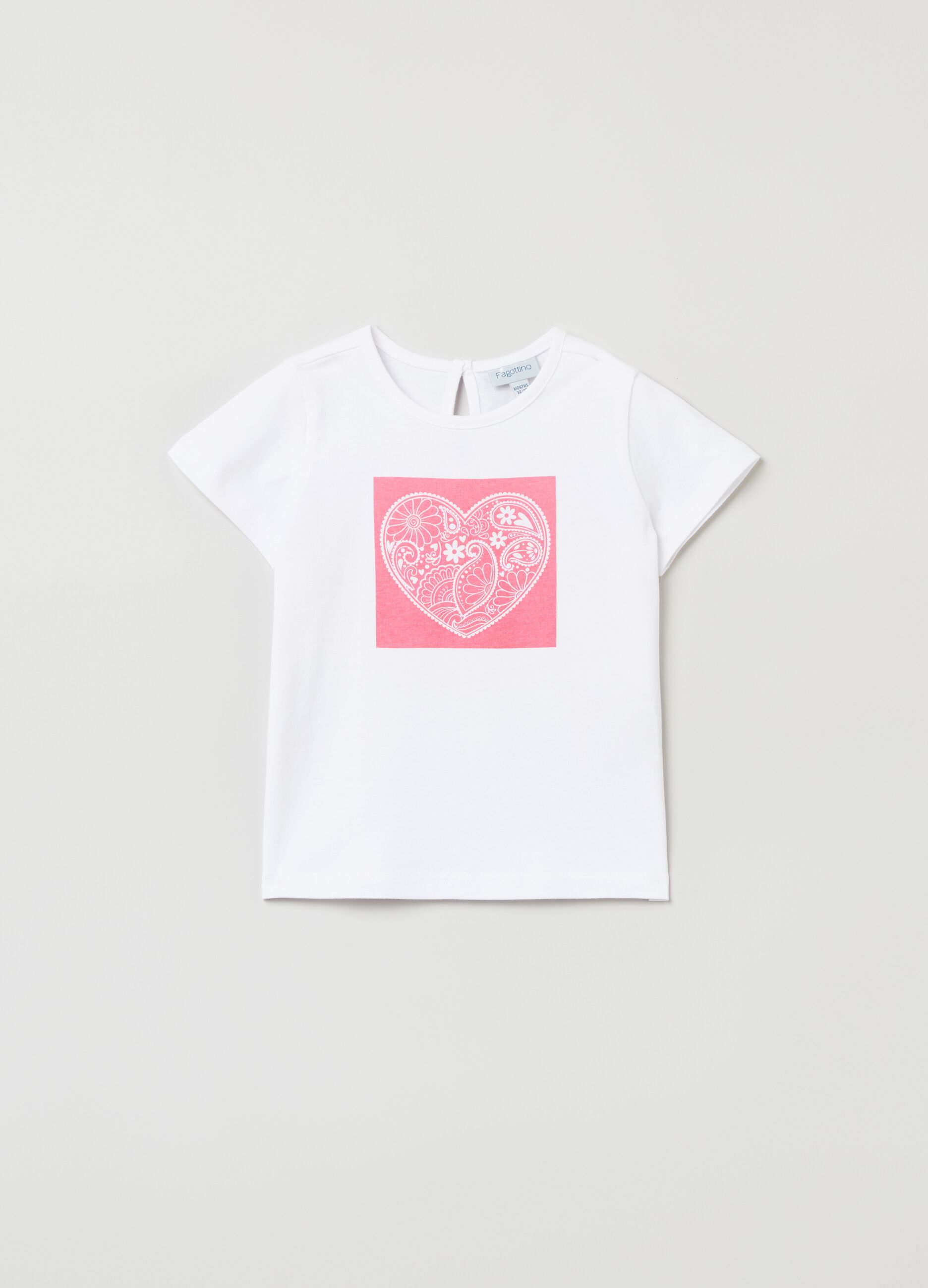 T-shirt in cotone stampa cuore