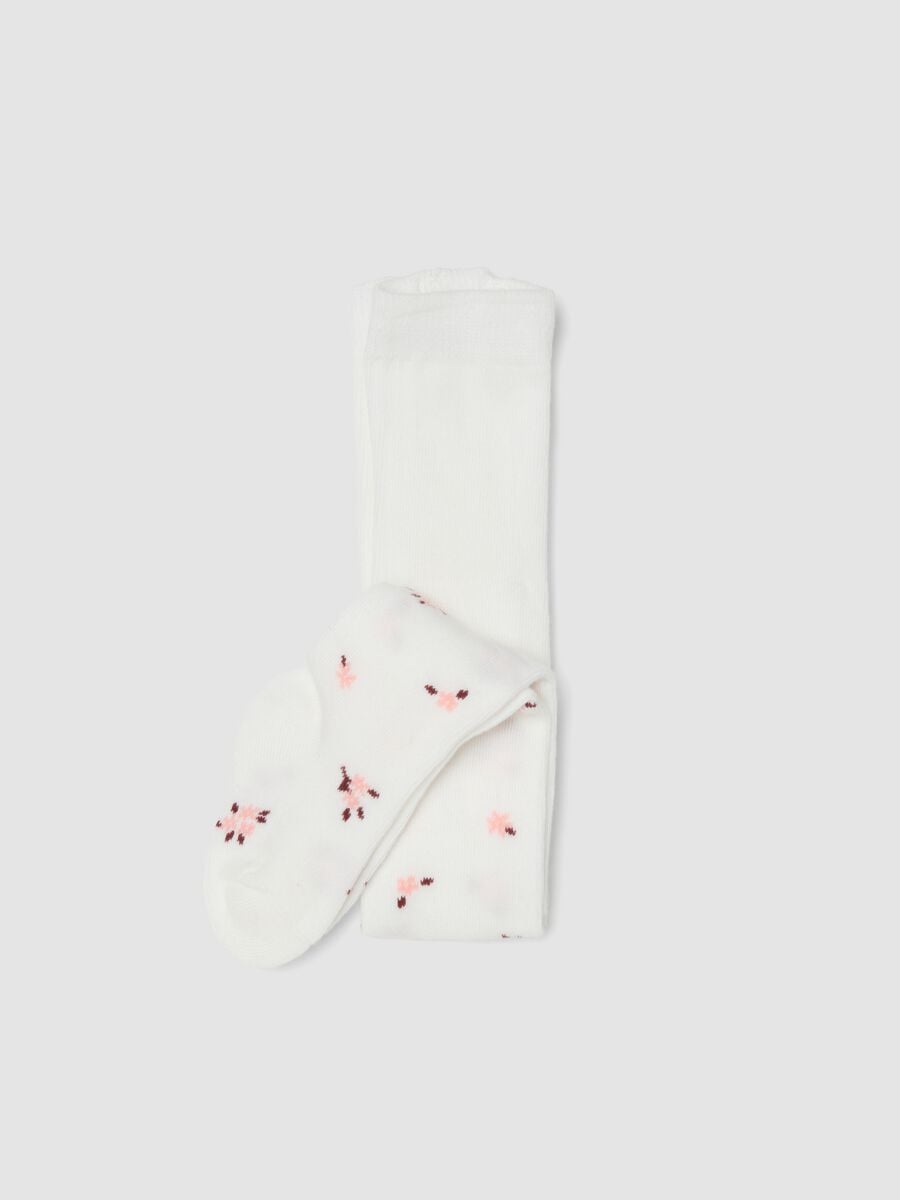 White organic stretch cotton tights_0